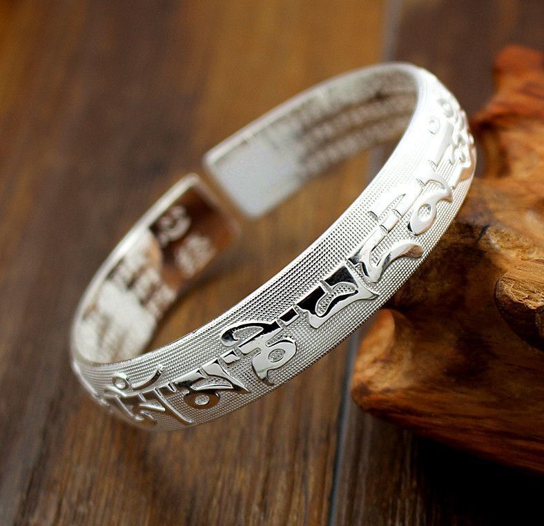 Women Bracelet Om Mani Padme Hum Bangle Engraved Sanskrit Men's Buddhist Jewelry