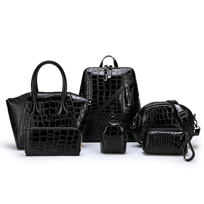 6 pcs/set Luxury Leather Composite Bags Handbag Wallet Backpack Shoulder Bag