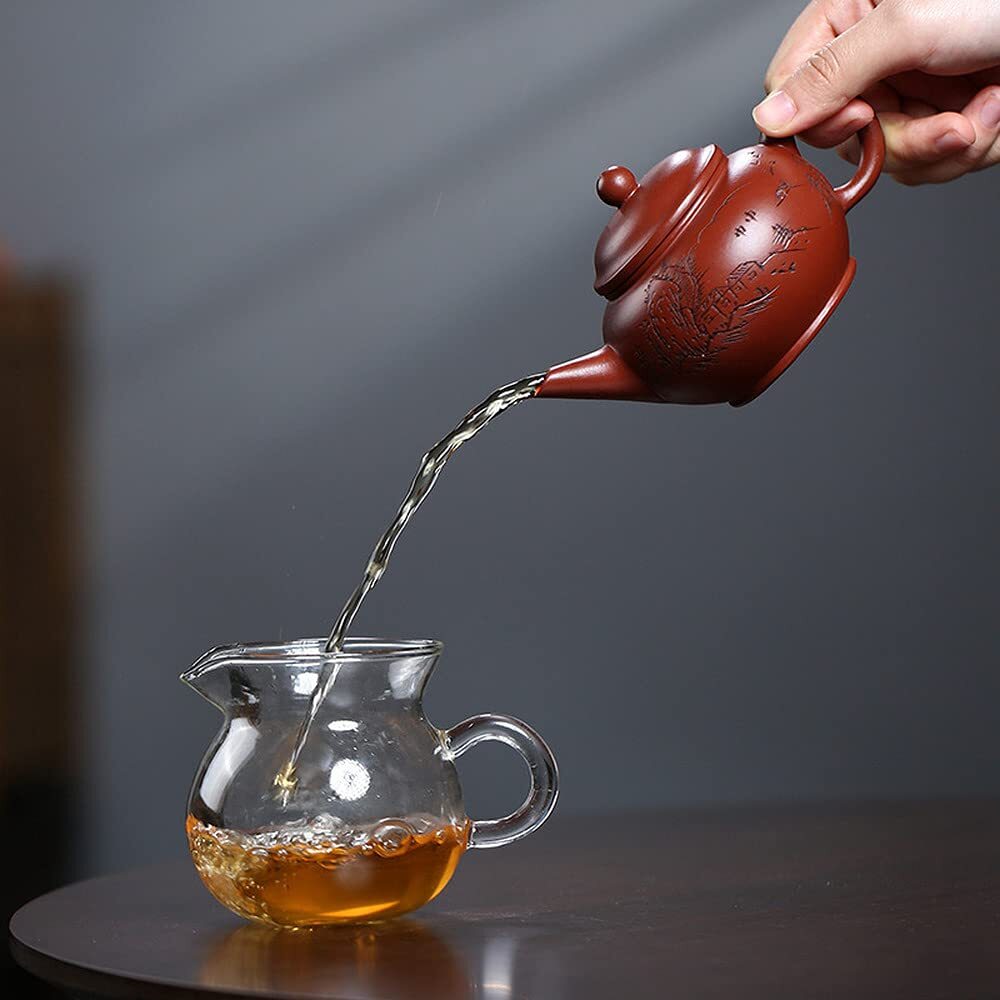 210ml Chinese Purple Clay Landscape Pattern Handwork Teapot Kungfu Tea Set