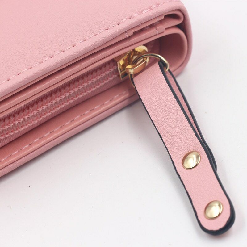 Female Card Clamps Holder PU Women Handbag Coin Purse Girl's Cartoon Long Wallet