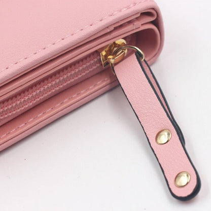 Female Card Clamps Holder PU Women Handbag Coin Purse Girl's Cartoon Long Wallet