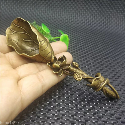 New Buddhist Lotus Tea Shovel Pure Copper Spoon Simple Zen Tea Pet Decoration