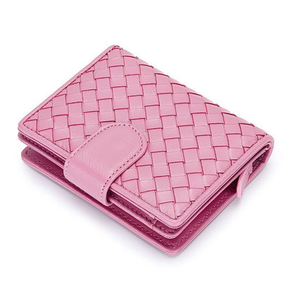 Wallet Short 100% Sheepskin Leather Coin Change Zipper Storage Bag Money Clip