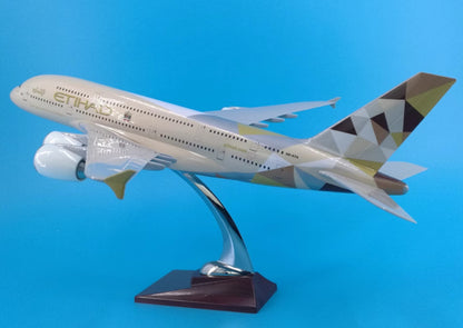 45CM ETIHAD AIRBUS A380 A6-ATA Passenger Plane Aircraft Resin Aeroplane Model