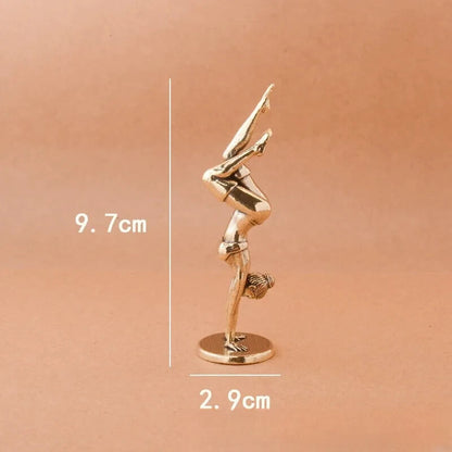 3.8 inch Solid Brass Inverted Goddess Yoga Pose Beauty Body Model Statue Decor