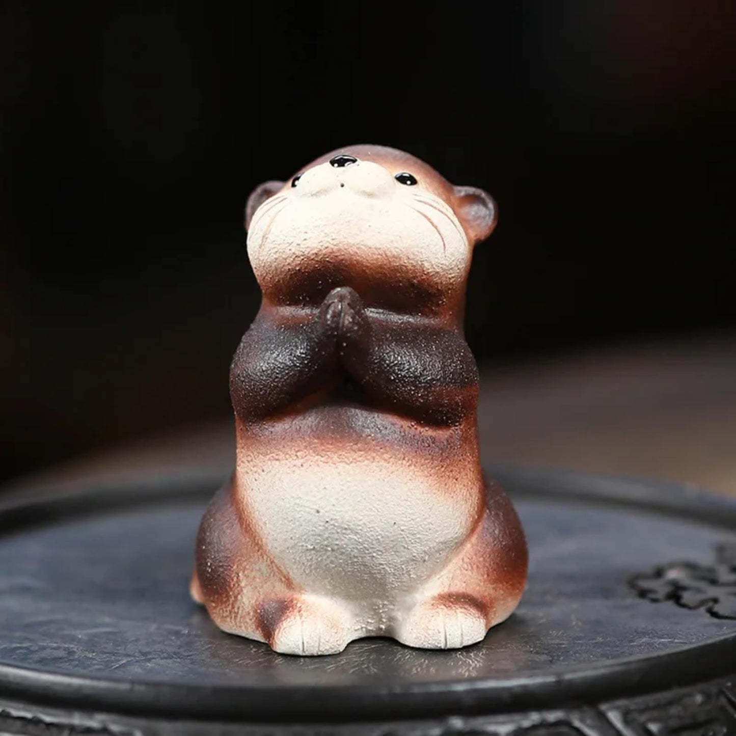 Tea Pet Otter Ornament 6.1cm 2.4in Handcraft Sculpture Animal Tea Play Decor