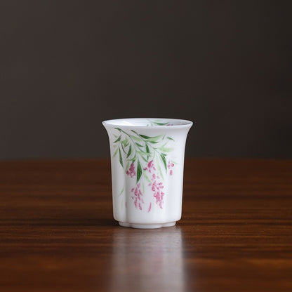 Hand Drawn Jade Porcelain Single Cup Tea Tasting Cup Household White Porcelain