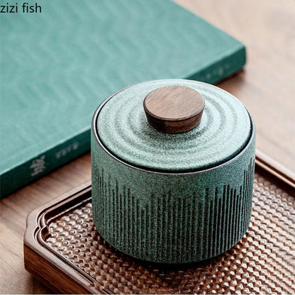 Small Tea Caddy Jar Sealed Jar Decorative Tank Tea Box Portable Tea Can Tea