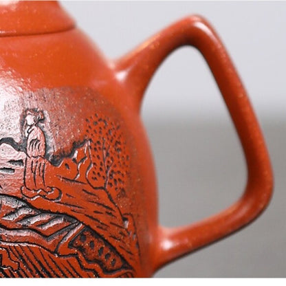 300ml Chinese Original Ore Real Yixing Zisha Jiangpo Clay Tea Pot Hand Carved