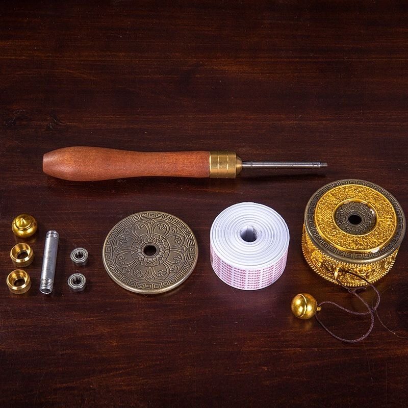 Buddhist Hand-Cranked 7.67in Prayer Wheel Buddha Prayer Double Bearing Wheels