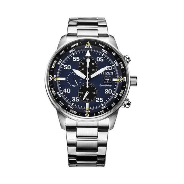 Men's Aviator Chronograph Black Dial Eco-drive Watch New Free Fast Shipping