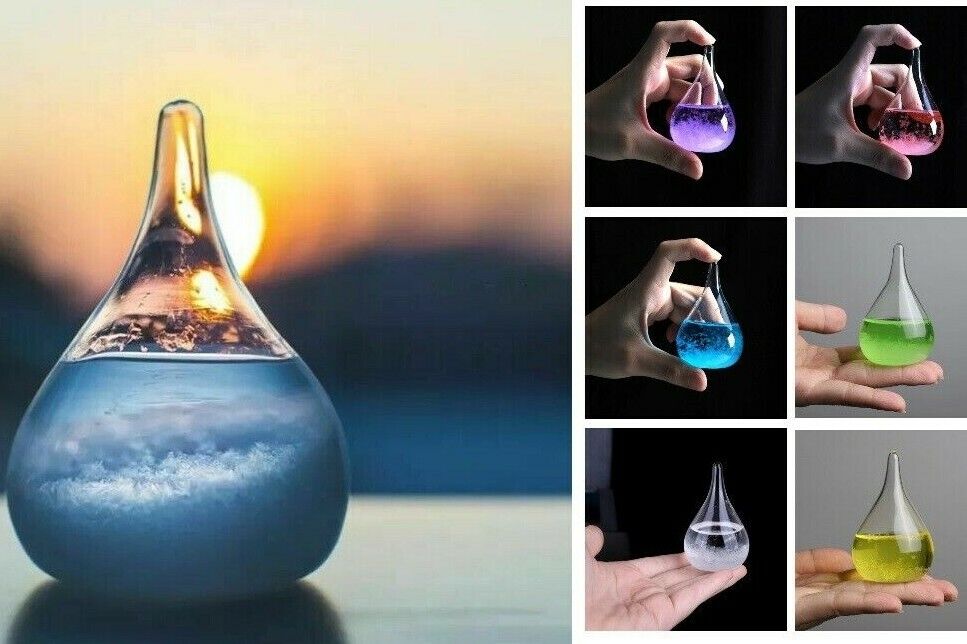 Weather Predictor Barometer 8x5cm Glass Droplet Storm Forecaster Bottles Decors