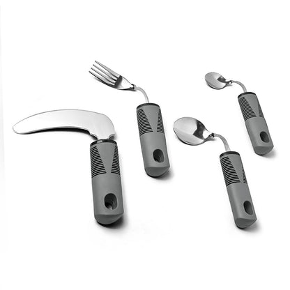 Adaptive Cutlery Set 4-Piece with Widened Non-Slip Handles for Hand Tremors