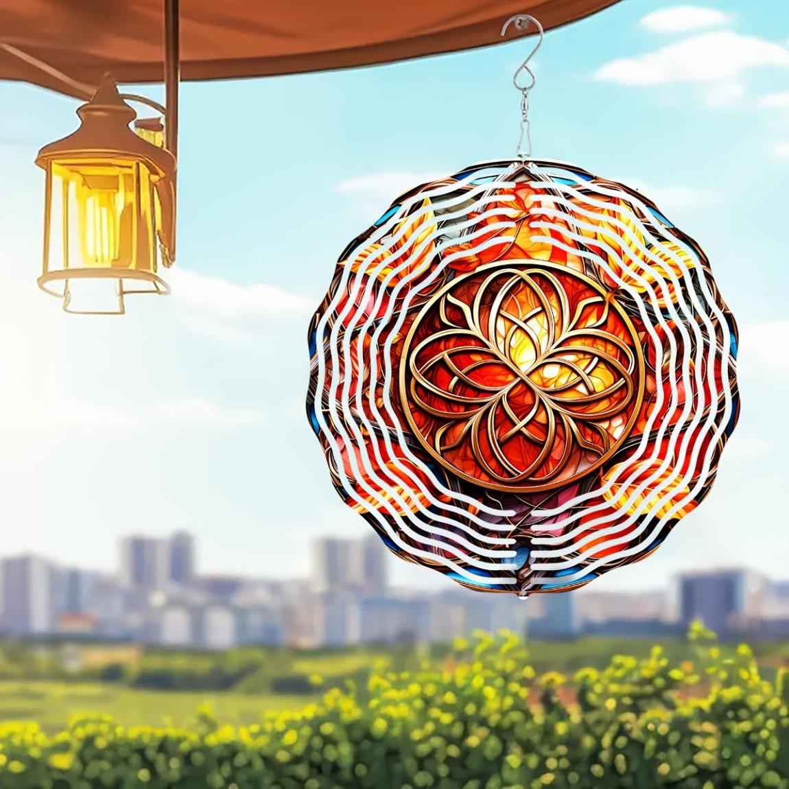 CIFbuy 10 Inch Celtic Wind Spinner 3D Metal Garden Decor Rotating Geometric Art