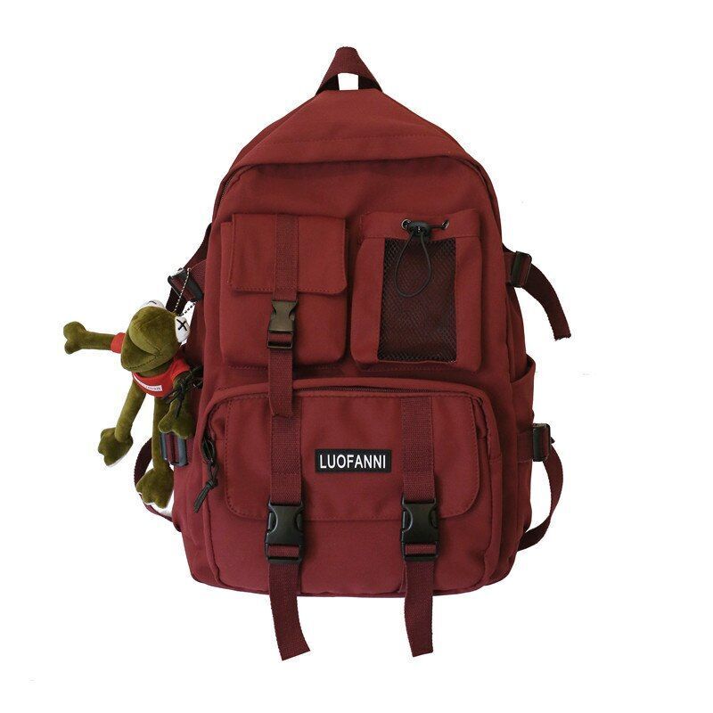 Multiple Pocket Waterproof Nylon Backpack Insert Buckle Schoolbag Book Bags 1 PC