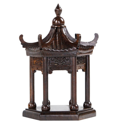 Natural Wood Carved Pavilion Chinese Style Wooden Landscape Buildings Zen Decor