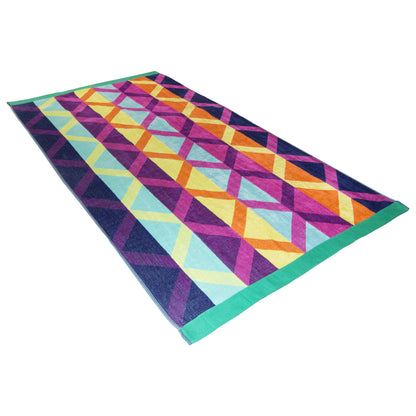 Diamond Trellis Velour Beach Towel (100% Cotton, 34" x 63", GSM 400)