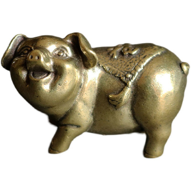 Solid Copper Pig Trinket Tea Pet Ceremony Antique Bronze Model Figurines