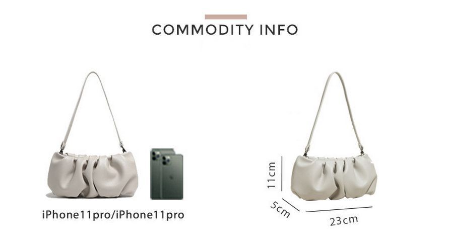 Summer Niche Style Leather One Shoulder Bag Trendy Pleated Solid Color Dumpling