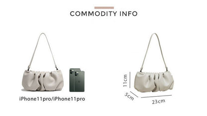 Summer Niche Style Leather One Shoulder Bag Trendy Pleated Solid Color Dumpling
