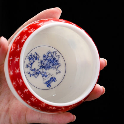 200ml Mug Fat Mutton Jade Porcelain Tea Cup Chinese Kungfu Master Cup Painted