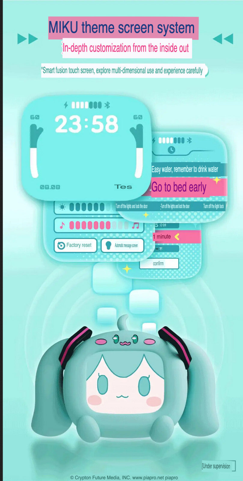 Anime Miku LCD BT Headphones Touch Screen iPhone Android