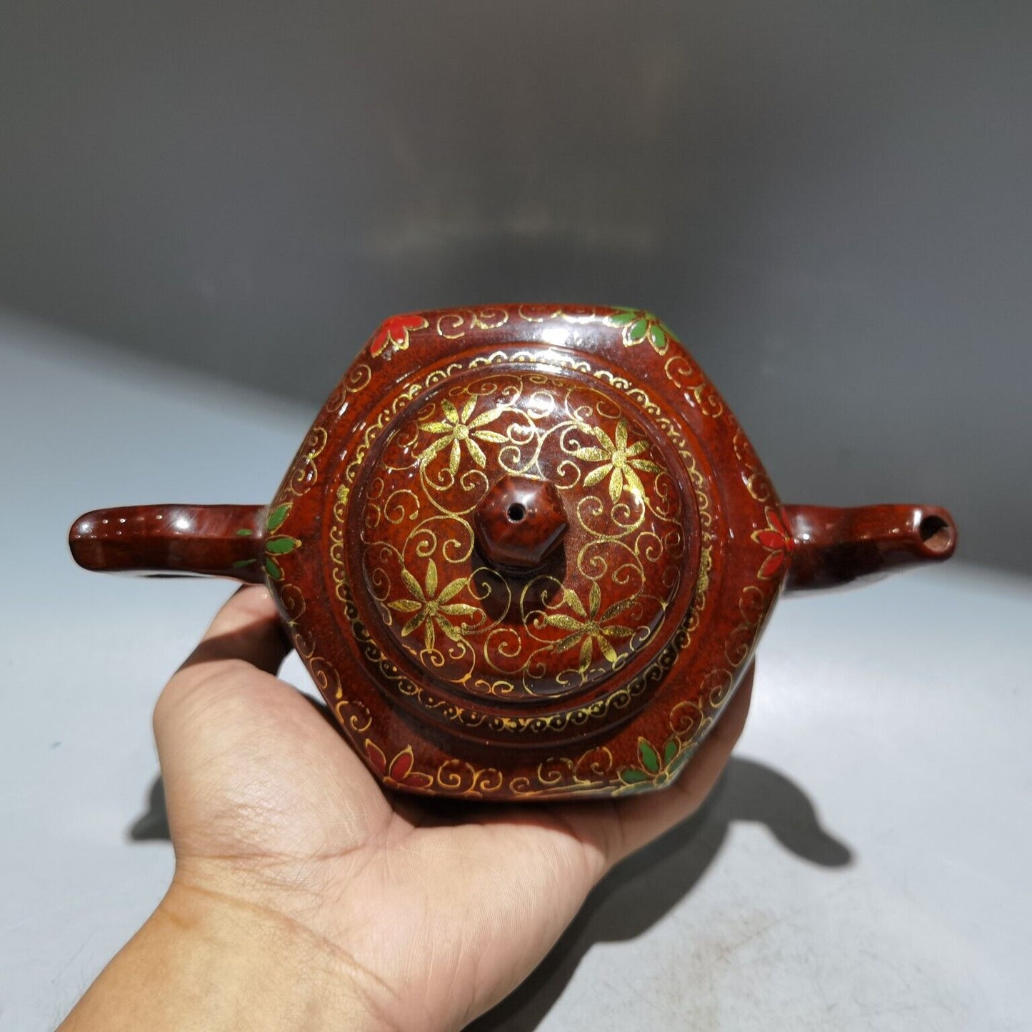 vintage chinese yixing purple clay teapot zisha ceremony painted flower bird art