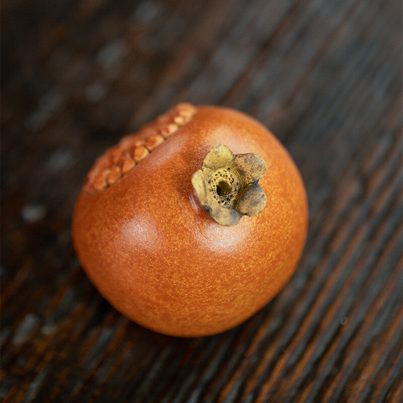 Chinese Yixing Zisha Pottery Lovable Fruit Pomegranate Tea Pet Statues