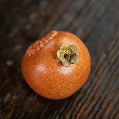 Chinese Yixing Zisha Pottery Lovable Fruit Pomegranate Tea Pet Statues
