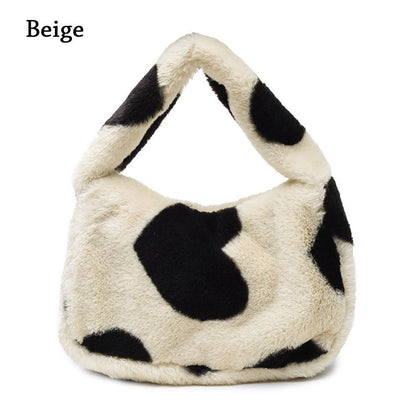 1pc Women Girls Fluffy Shoulder Bag Top-handle Bag Female Autumn Winter Handbag