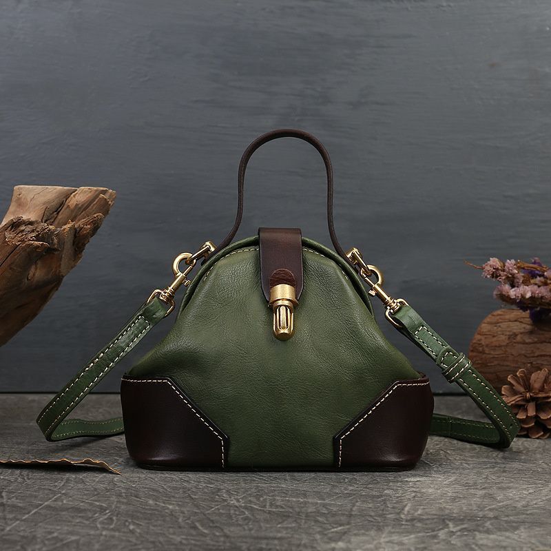 Vintage Shoulder Bag Genuine Leather Bag Retro Handbag Crossbody Purse Polyester