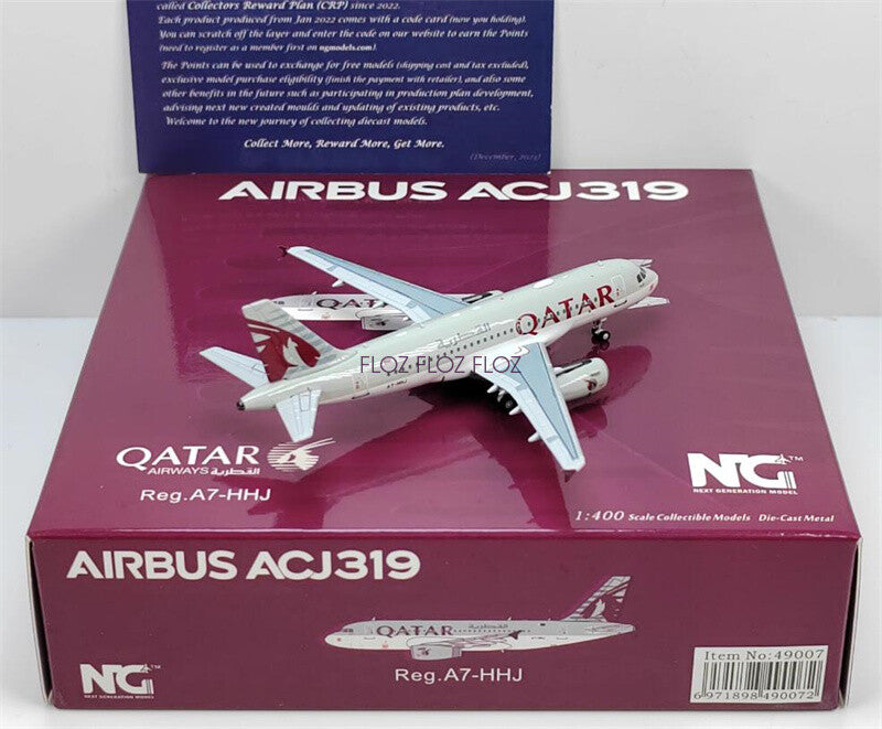 for NG Models for Qatar Airways for Airbus A319-100ACJ A7-HHJ 1:400 Pre-built