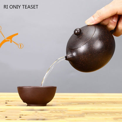 200ml Yixing Purple Clay Teapot Famous Handmade Ball Hole Filter Xishi Tea Pot
