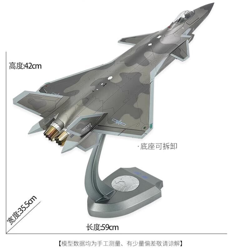 1:35 59CM Chinese J-20B Stealth Fighter Airplane Diecast Military Aircraft Model