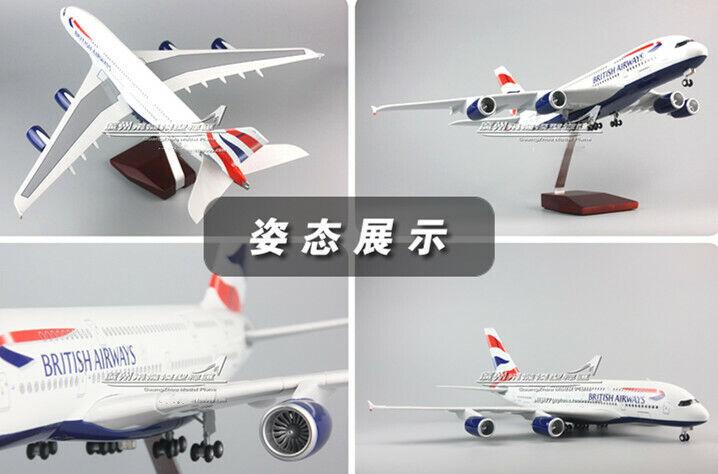 1:160 46CM BRITISH AIRWAYS AIRBUS A380 Passenger Plane Landing Gear Resin Model