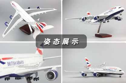 1:160 46CM BRITISH AIRWAYS AIRBUS A380 Passenger Plane Landing Gear Resin Model