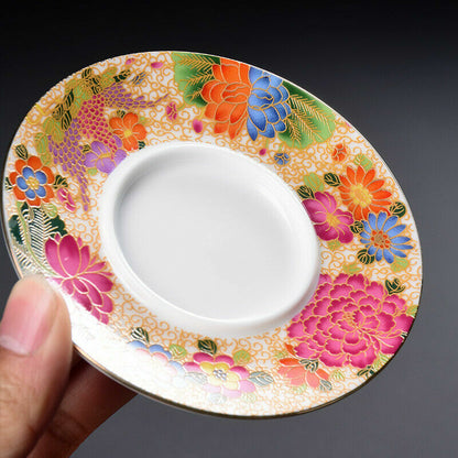 One Gaiwan + 4 Matching Tea Cups Handpainted Under Glaze Jingdezhen Craft Tureen