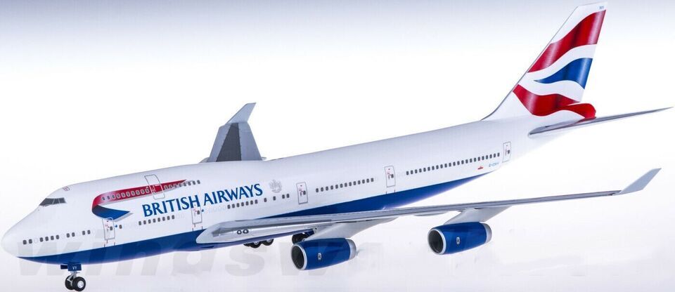 1:200 35CM Hogan BRITISH AIRWAY BOEING 747-400 Passenger Plane ABS Plastic Model