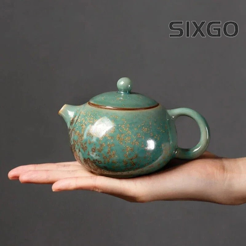 Green Ceramic Teapot Xishi Chinese Tea Pot 200ml Exquisite Classic Art Work
