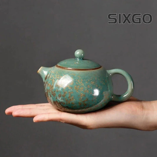 Green Ceramic Teapot Xishi Chinese Tea Pot 200ml Exquisite Classic Art Work