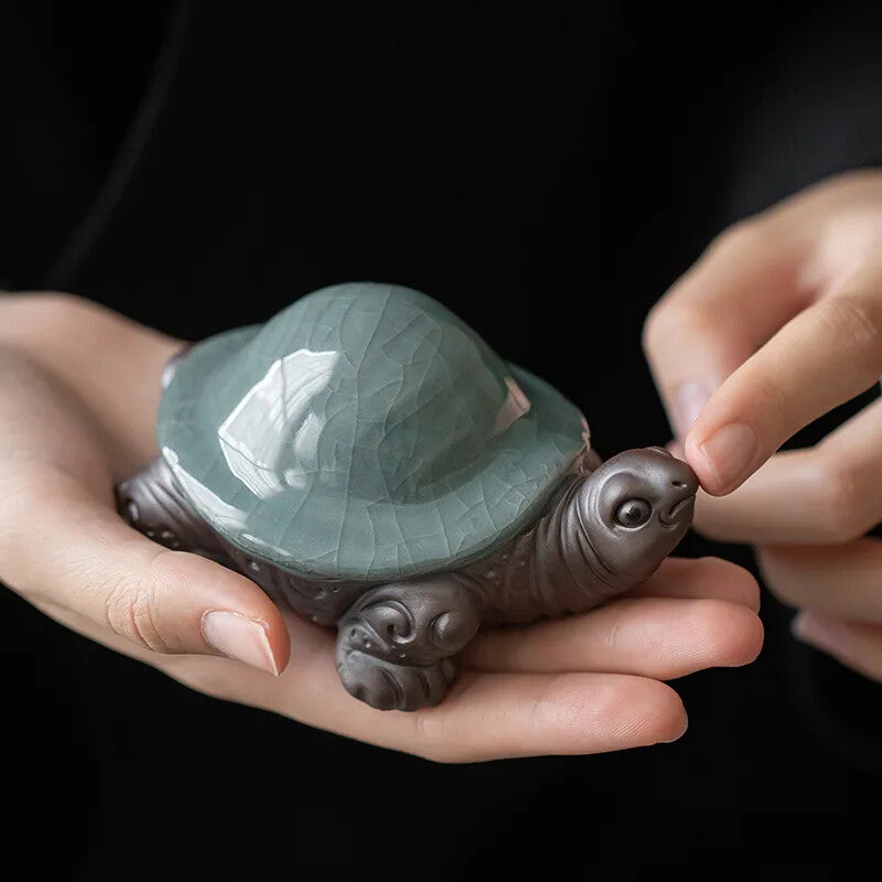 Little Turtle Tea Set Filter Figurine - Handmade Sculpture Kung Fu Tea Set