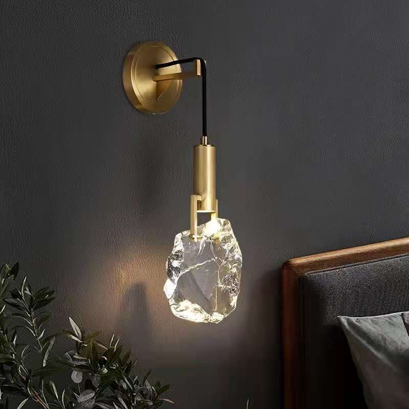 Pendant Lights Copper Corder Simple Luxury Crystal Bedroom Bedside Lamp 12x150cm