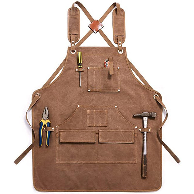 Multi-Pocket Canvas Apron Fits Woodworker Aprons, Mechanic & DIY Enthusiast