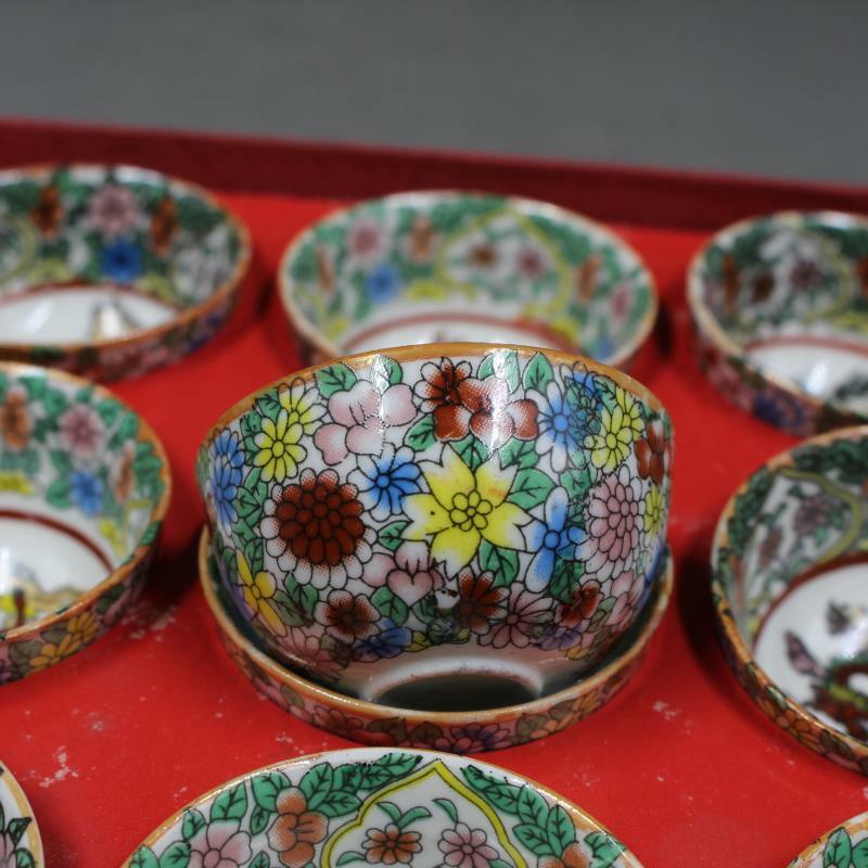 12pcs/set 5cm China Jingdezhen Antique Porcelain Zodiac Animal Pattern Teacup