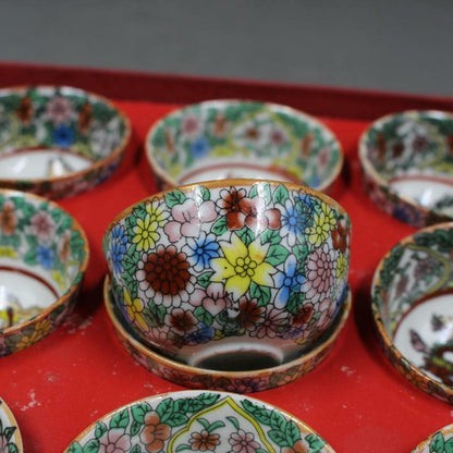 12pcs/set 5cm China Jingdezhen Antique Porcelain Zodiac Animal Pattern Teacup