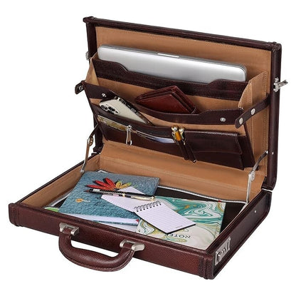New Leather Travel Briefcase Side Combination Lock Office Business Handbag