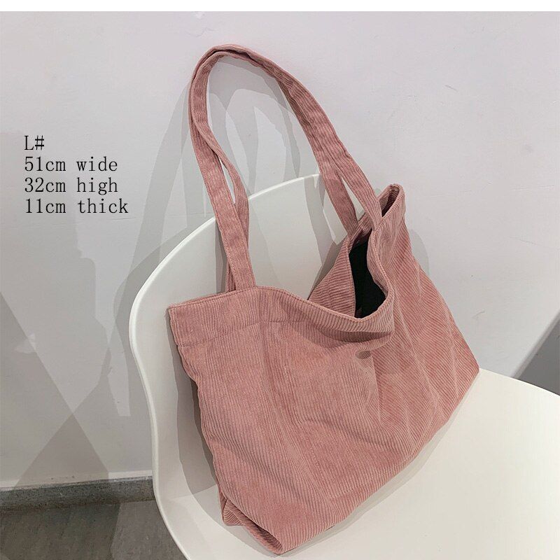 Corduroy Bag Women Shoulder Bags Handbags Zipper Eco Storage Bag Large Capacity