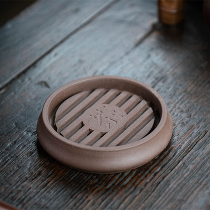 Yixing Zisha Purple Clay Holder For Tea Pot Water Reservoir Mat Round Stand New