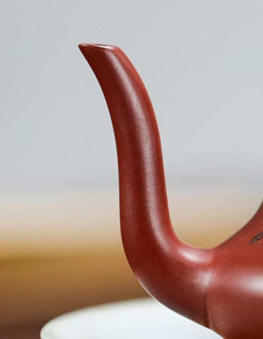 130ml Chinese Purple Clay Handmade Peach Blossom Pattern Bottle Gourd Teapot