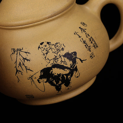 China Yixing Zisha Pottery Gold Section Clay Handmade 220cc Mesh Teapot 潘壶